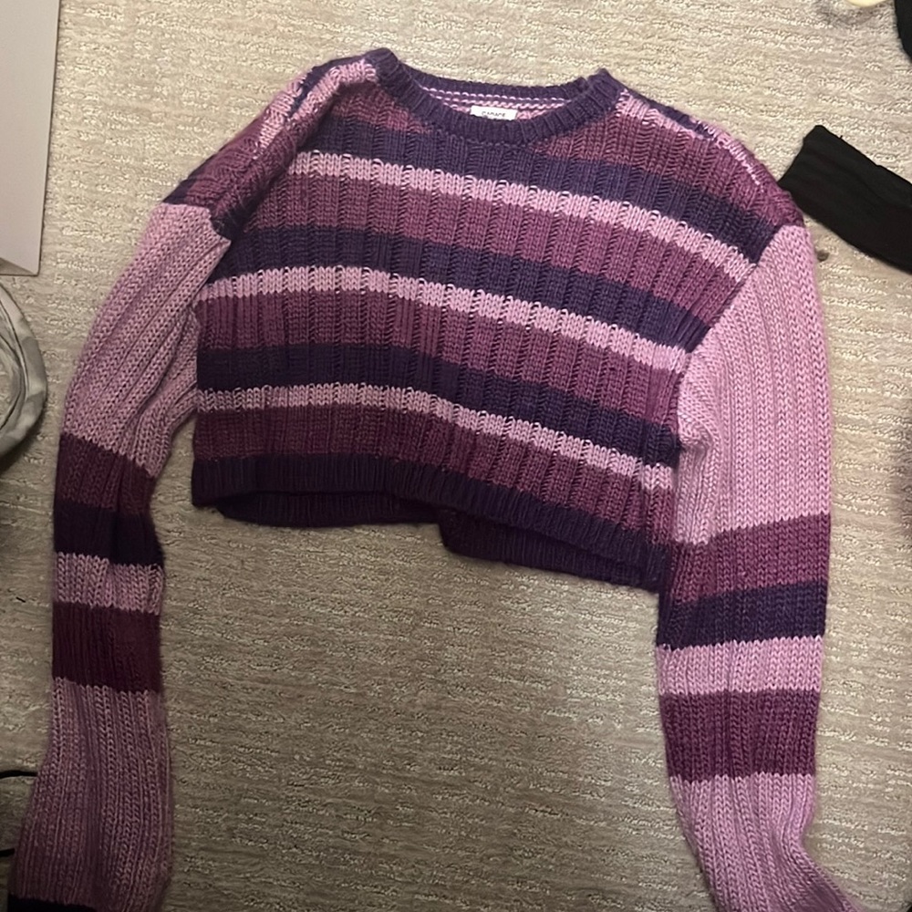 Purple Stripe Sweater Cropped